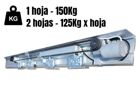 Motor 1-2 hojas Puerta Auto. Cristal Cajón 4m
